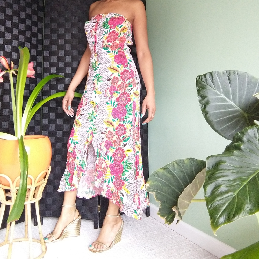 Women's Xhiliration tropical printed sleeveless dress - Picture 4 of 8